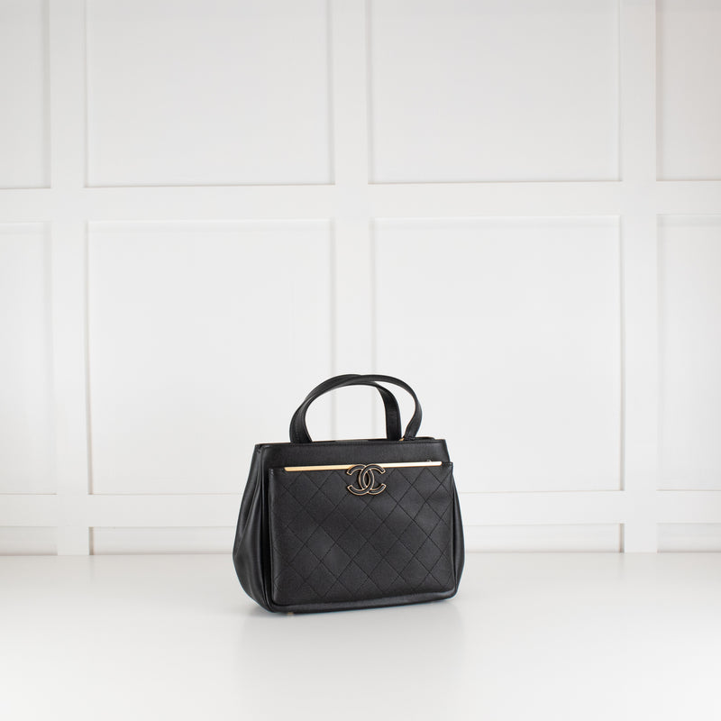 Chanel Black Caviar Leather Framed Business Affinity Tote Bag