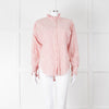 Isabel Marant Etoile White Red Stripes Frill Detail Linen Button up Shirt