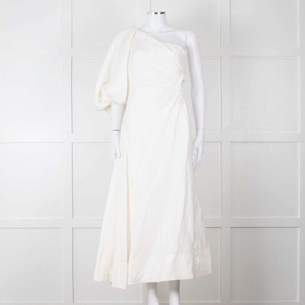 Aje White One Shoulder Concept Midi Dress