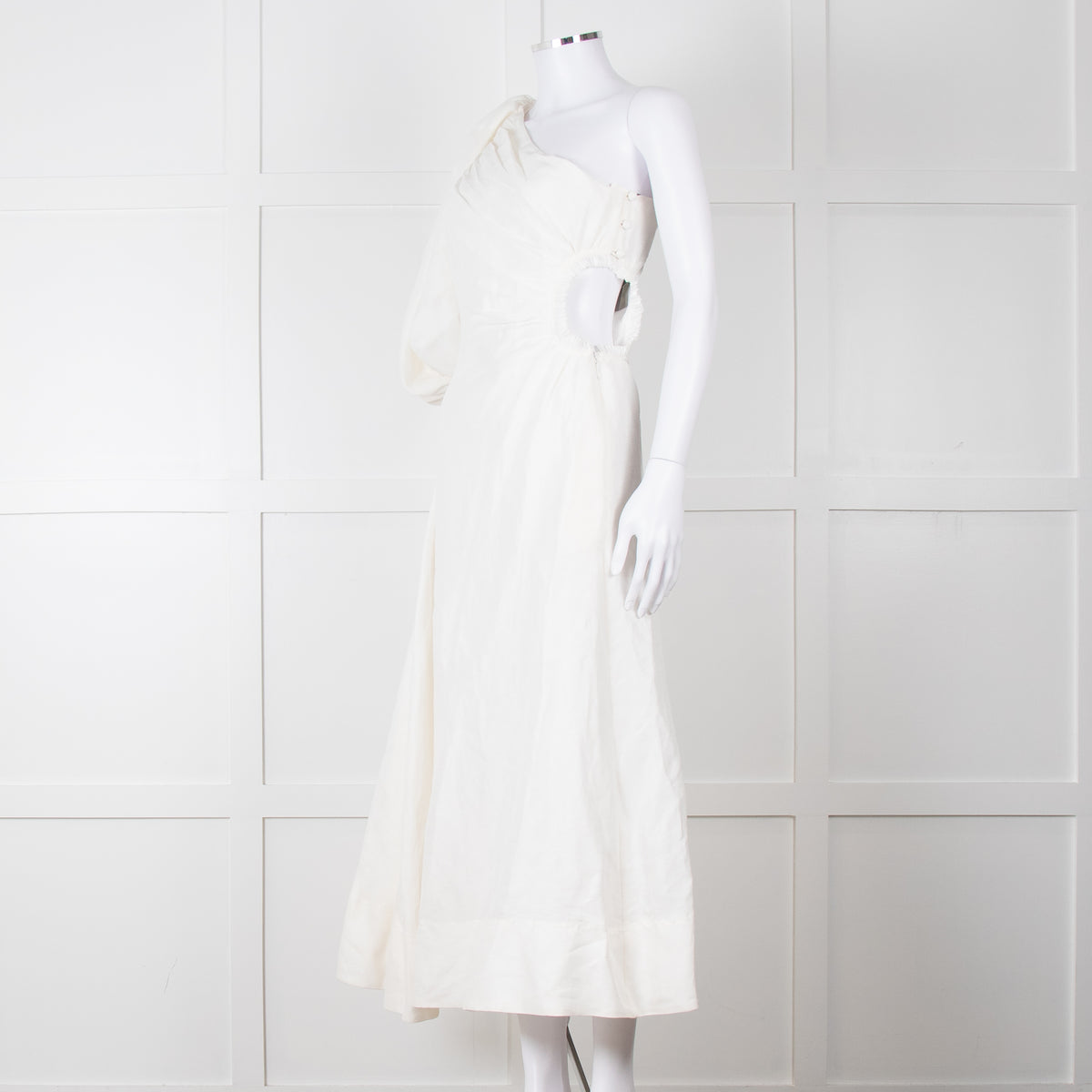 Aje White One Shoulder Concept Midi Dress
