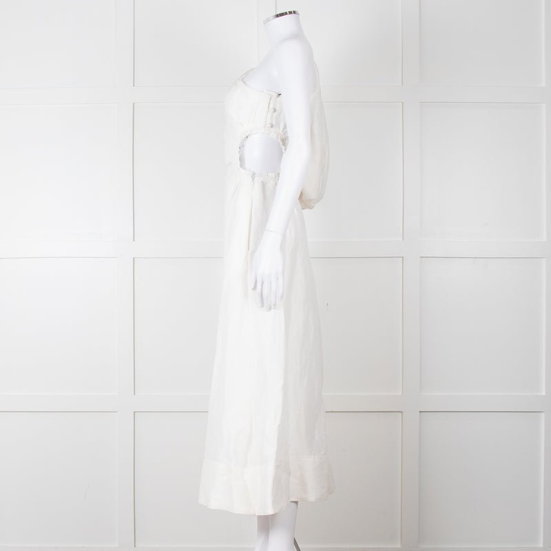 Aje White One Shoulder Concept Midi Dress