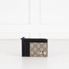 Gucci Black Leather Brown Canvas Bee Zip Wallet