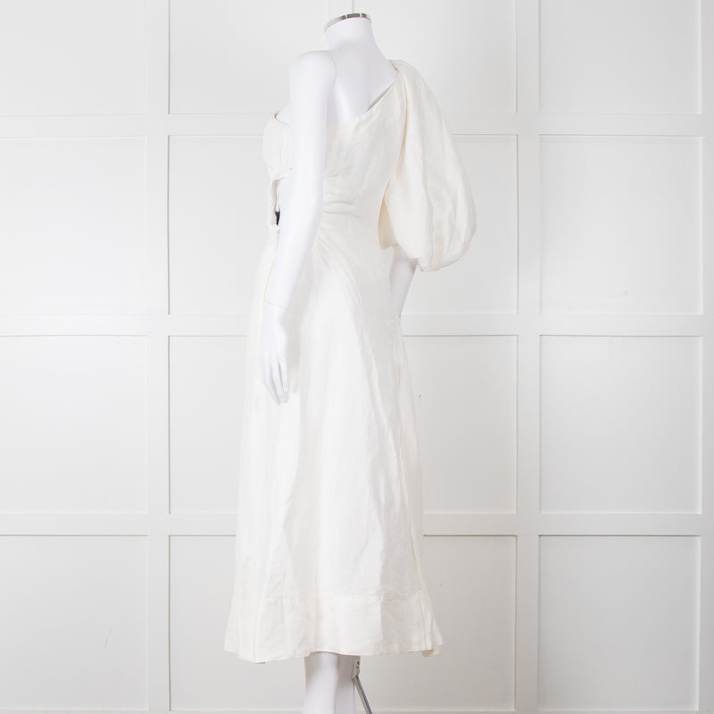 Aje White One Shoulder Concept Midi Dress