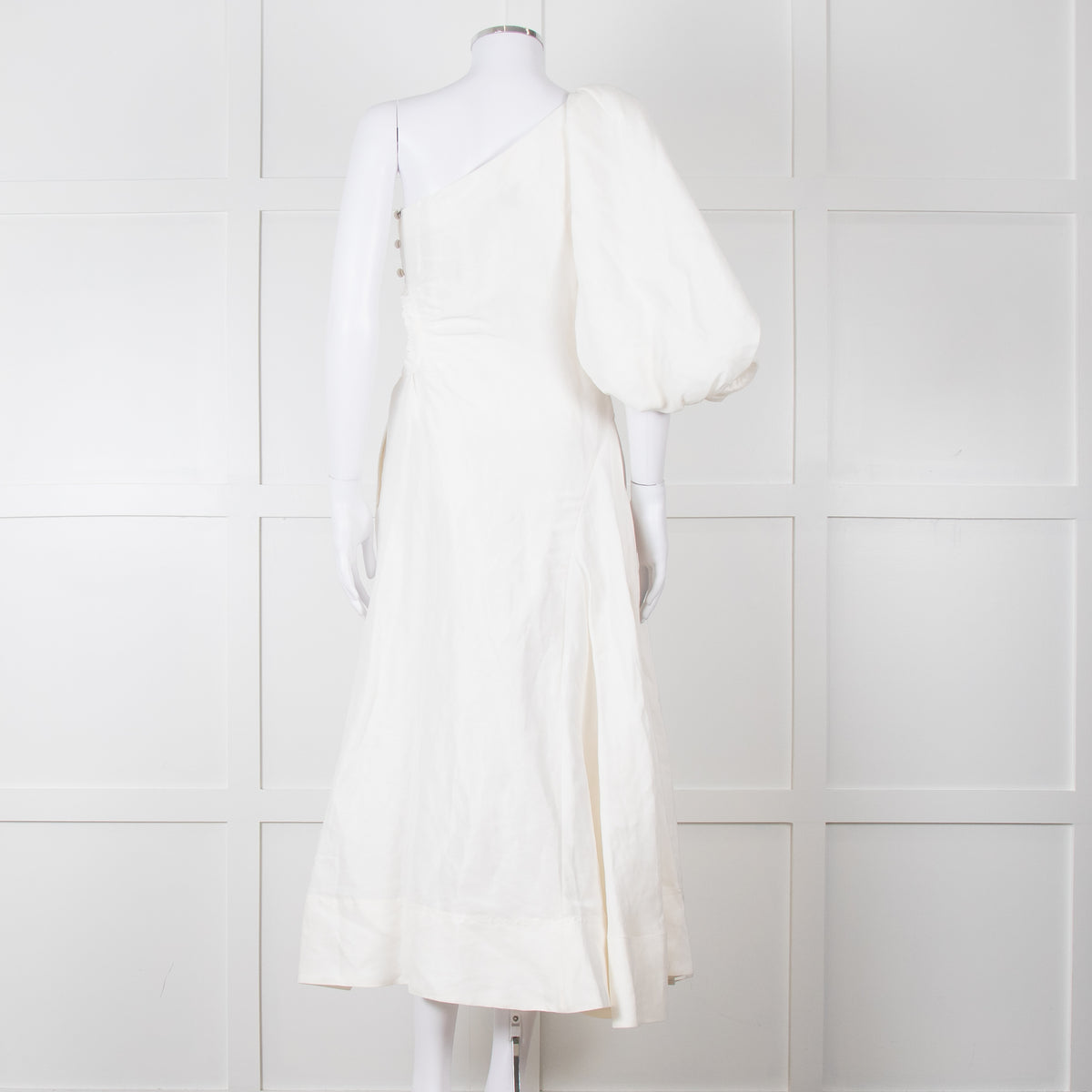 Aje White One Shoulder Concept Midi Dress