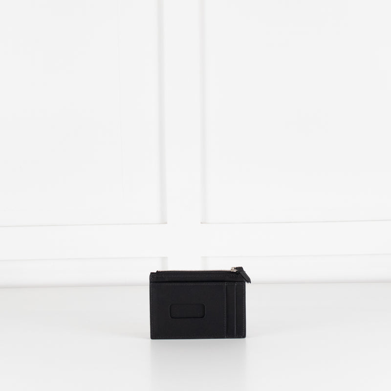 Gucci Black Leather Brown Canvas Bee Zip Wallet