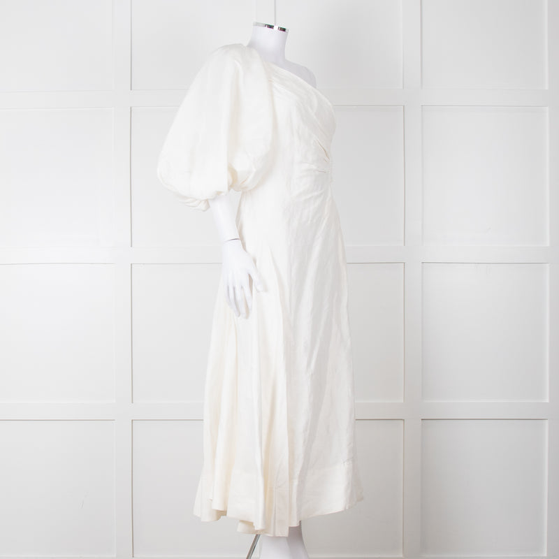 Aje White One Shoulder Concept Midi Dress