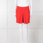 Anne Fontaine Orange Red Front Pleated Shorts