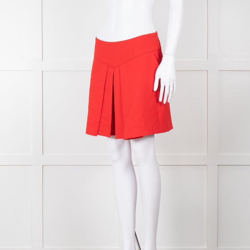 Anne Fontaine Orange Red Front Pleated Shorts