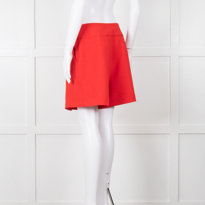 Anne Fontaine Orange Red Front Pleated Shorts