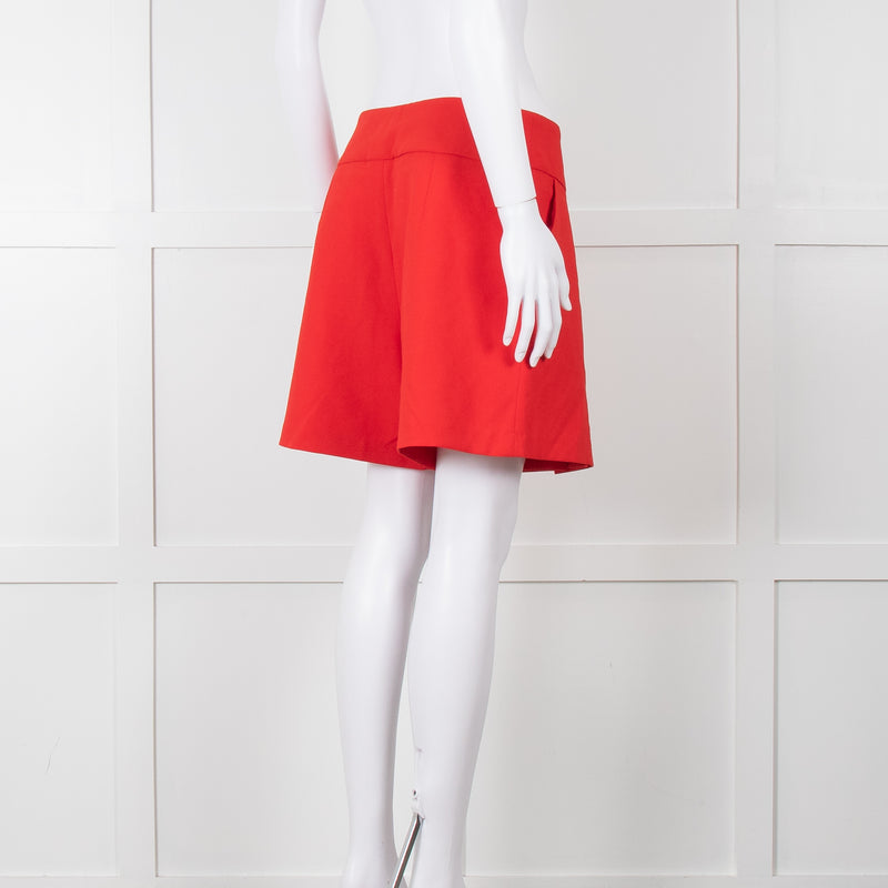 Anne Fontaine Orange Red Front Pleated Shorts