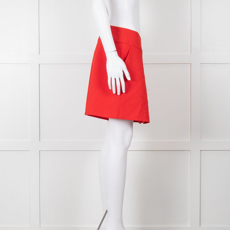 Anne Fontaine Orange Red Front Pleated Shorts