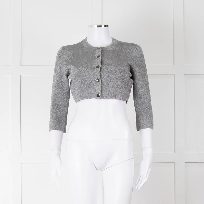 Alaia Silver Lurex Cropped Cardigan