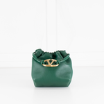 Valentino Green Napa Mini V Logo Pouf Bucket Bag