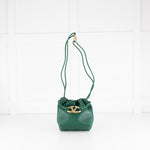 Valentino Green Napa Mini V Logo Pouf Bucket Bag