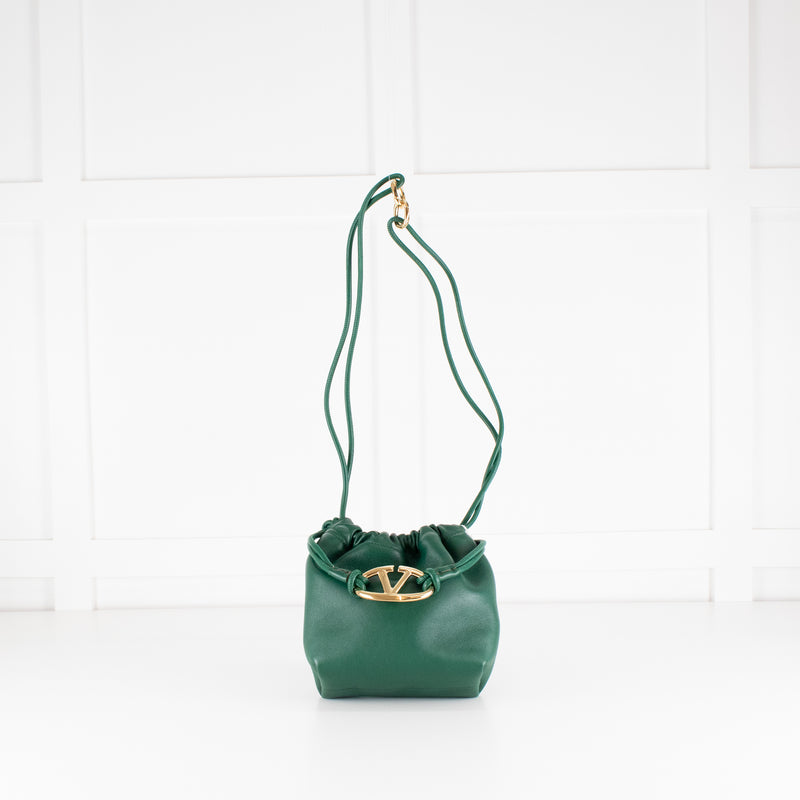 Valentino Green Napa Mini V Logo Pouf Bucket Bag