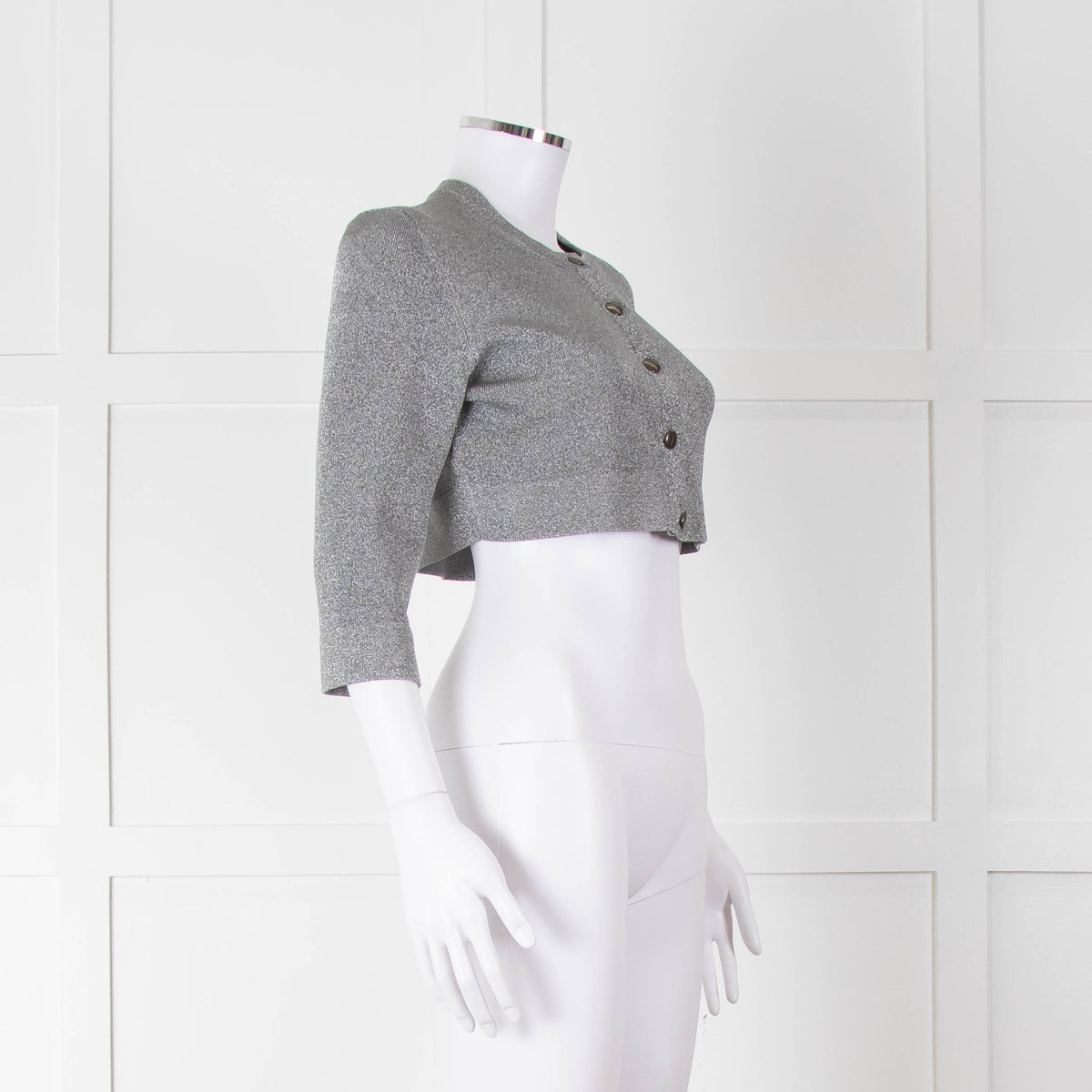 Alaia Silver Lurex Cropped Cardigan