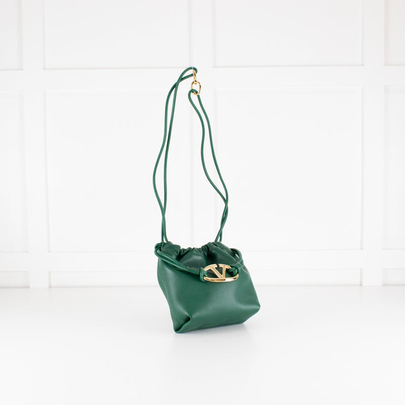 Valentino Green Napa Mini V Logo Pouf Bucket Bag