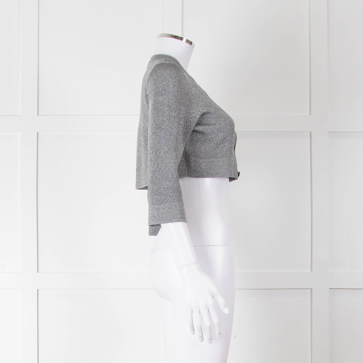 Alaia Silver Lurex Cropped Cardigan