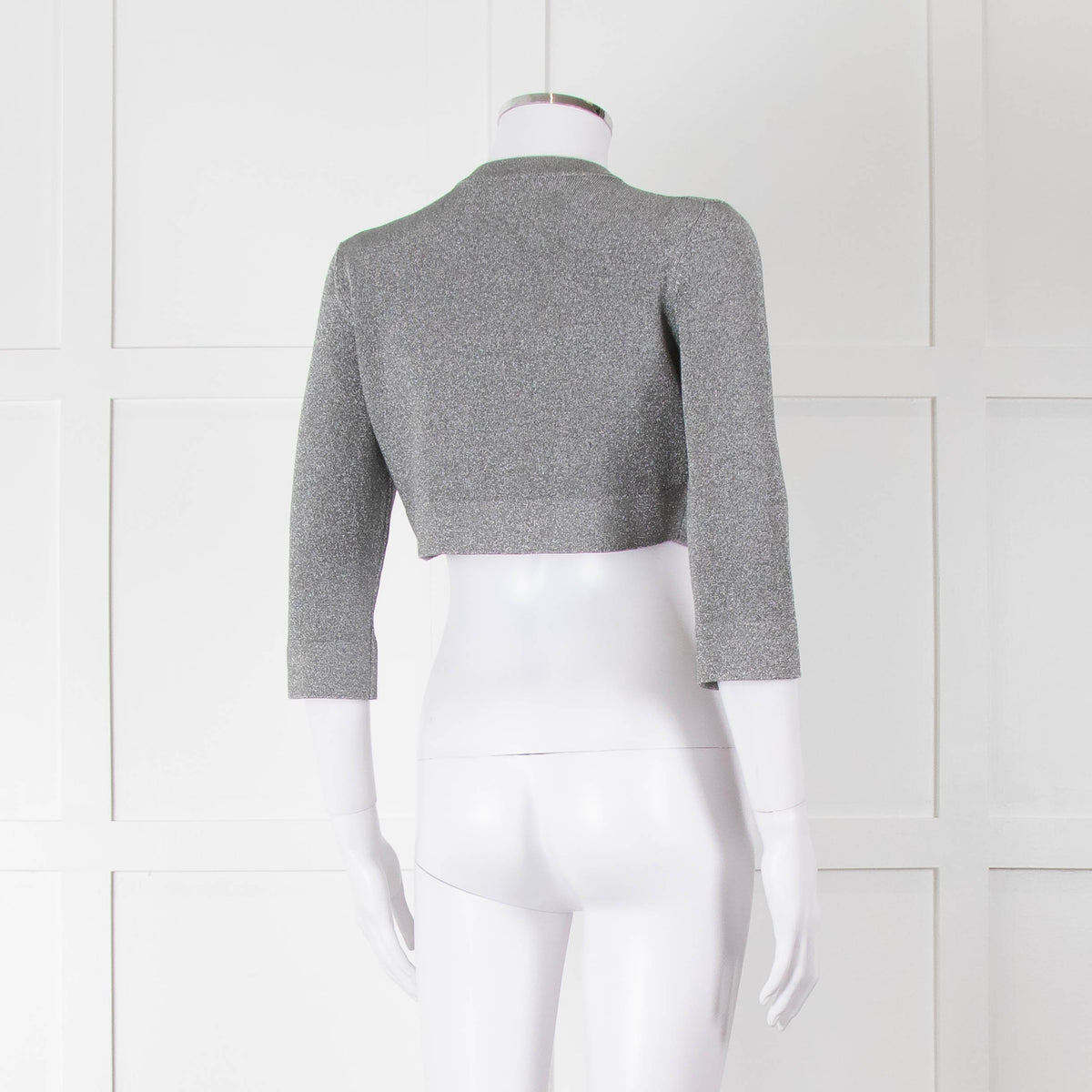 Alaia Silver Lurex Cropped Cardigan