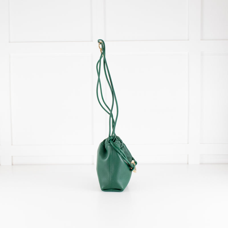 Valentino Green Napa Mini V Logo Pouf Bucket Bag