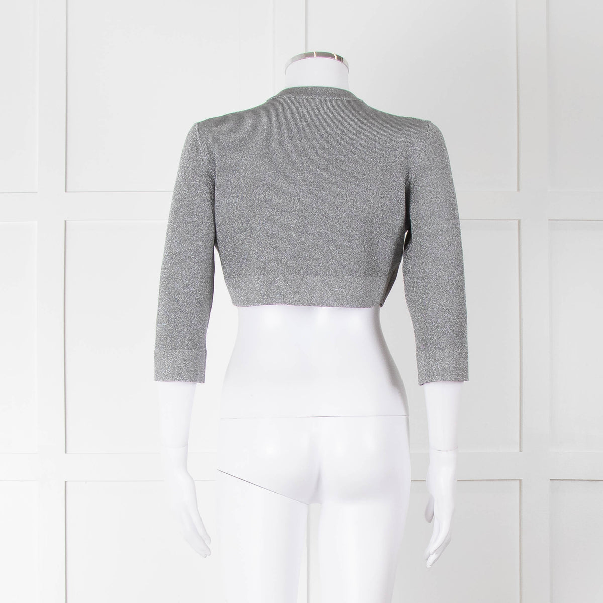 Alaia Silver Lurex Cropped Cardigan