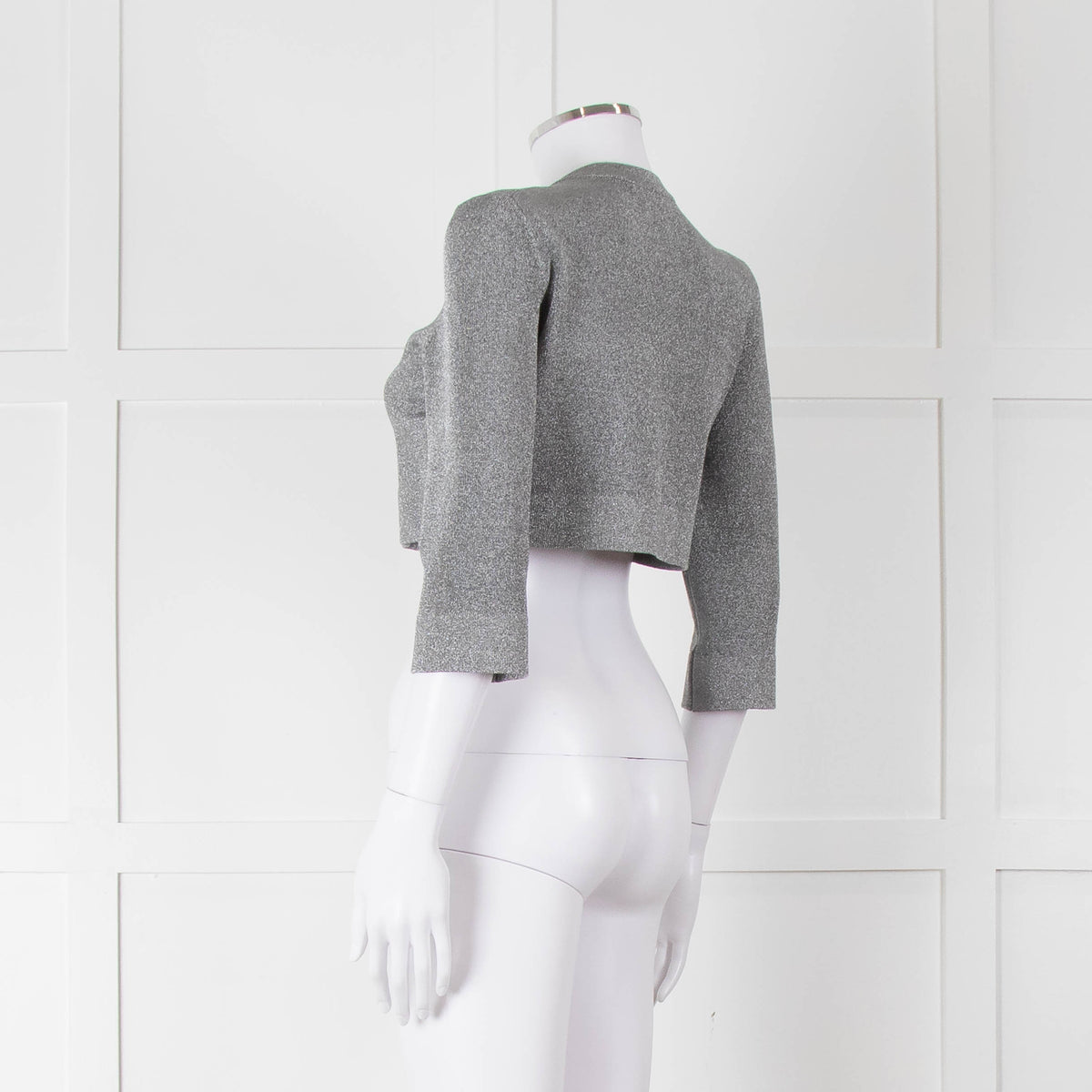 Alaia Silver Lurex Cropped Cardigan