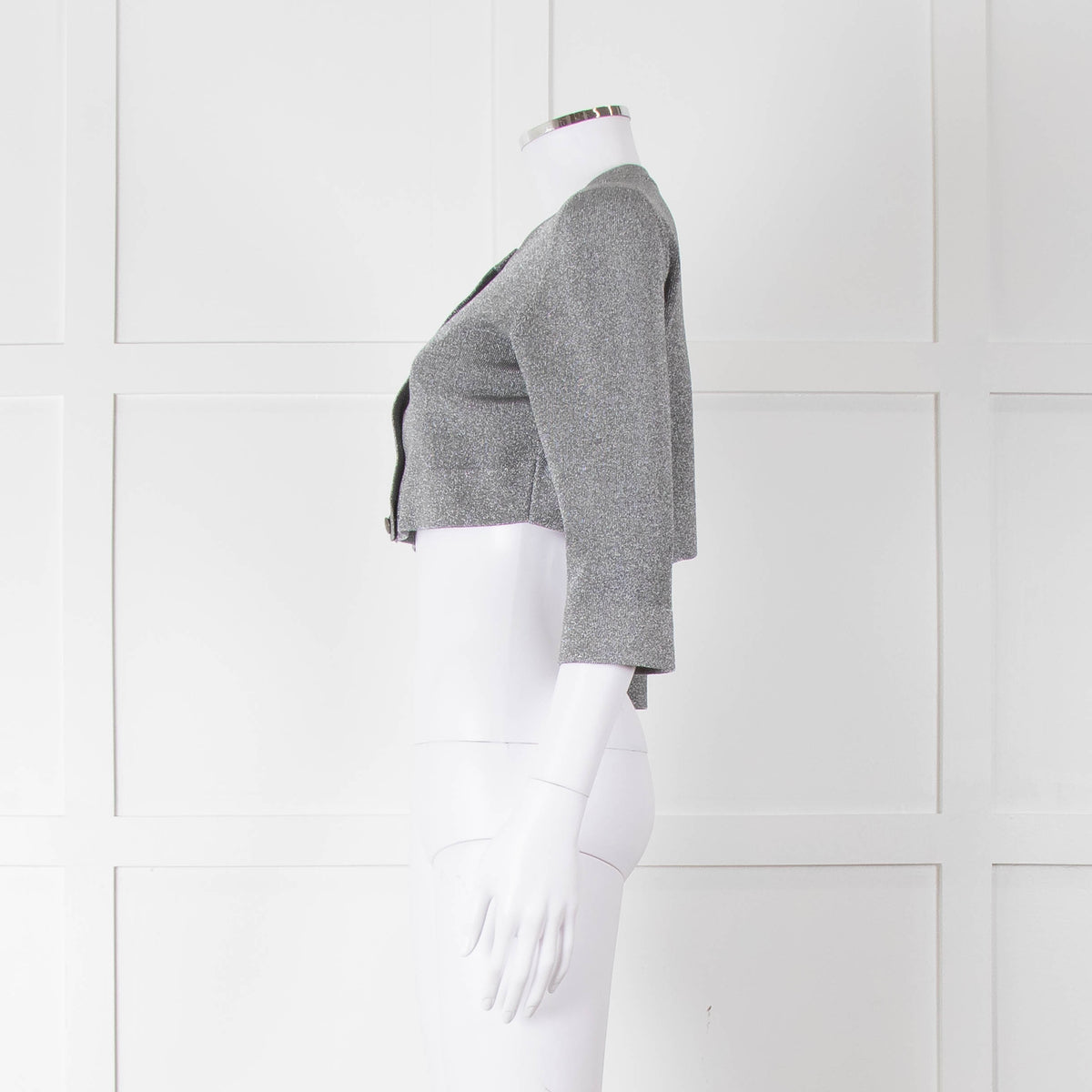 Alaia Silver Lurex Cropped Cardigan