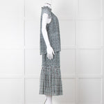 Proenza Schouler White Green Black Silk Elasticated Waist Skirt