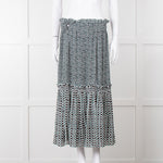 Proenza Schouler White Green Black Silk Elasticated Waist Skirt
