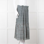 Proenza Schouler White Green Black Silk Elasticated Waist Skirt