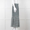 Proenza Schouler White Green Black Silk Elasticated Waist Skirt