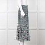 Proenza Schouler White Green Black Silk Elasticated Waist Skirt