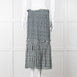 Proenza Schouler White Green Black Silk Elasticated Waist Skirt