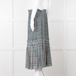 Proenza Schouler White Green Black Silk Elasticated Waist Skirt
