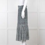 Proenza Schouler White Green Black Silk Elasticated Waist Skirt