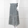 Proenza Schouler White Green Black Silk Elasticated Waist Skirt