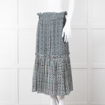 Proenza Schouler White Green Black Silk Elasticated Waist Skirt