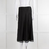 Ba&sh Black Silk Skirt with Lace Hem