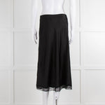 Ba&sh Black Silk Skirt with Lace Hem