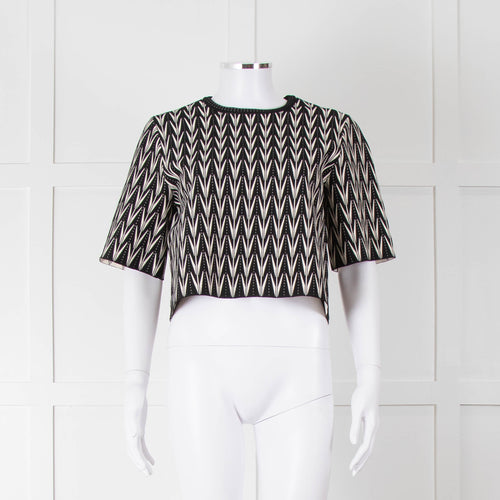 Alexander McQueen Black Cream Geometric Print Knit Top