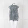 Proenza Schouler White Green Black Silk Raw Trim Sleeveless Top