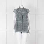 Proenza Schouler White Green Black Silk Raw Trim Sleeveless Top