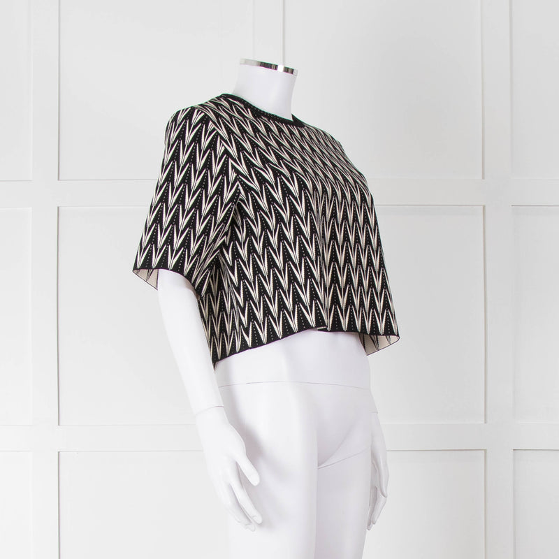 Alexander McQueen Black Cream Geometric Print Knit Top
