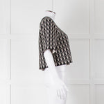 Alexander McQueen Black Cream Geometric Print Knit Top