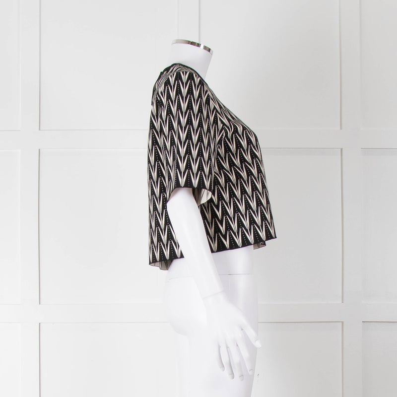 Alexander McQueen Black Cream Geometric Print Knit Top