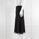 Ba&sh Black Silk Skirt with Lace Hem