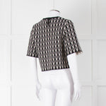 Alexander McQueen Black Cream Geometric Print Knit Top