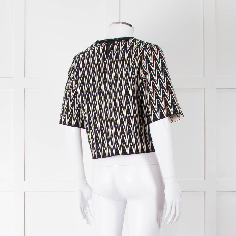 Alexander McQueen Black Cream Geometric Print Knit Top