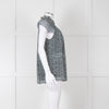 Proenza Schouler White Green Black Silk Raw Trim Sleeveless Top