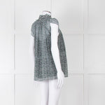 Proenza Schouler White Green Black Silk Raw Trim Sleeveless Top